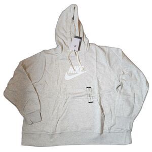 Nike Women’s 2X Pullover Hoodie Oatmeal Heather Logo Sweatshirt